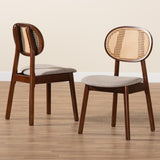 Baxton Studio Darrion Mid-Century Modern Finished Wood 2-Piece Dining Chair Set Grey/Walnut Brown/Light Brown CS004C-Walnut/Light Grey-DC-2PK