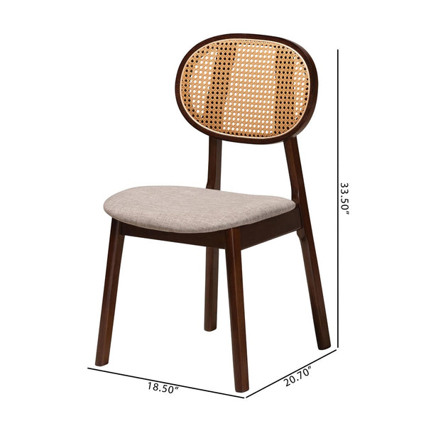 Baxton Studio Baxton Darrion Mid-Century Modern 2-Piece Dining Chair Set in Grey Fabric & Walnut Wood Finish CS004C-Walnut/Light Grey-DC-2PK