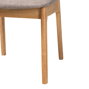 Baxton Studio Baxton Studio Mid-Century Modern Grey Upholstered Dining Set with Natural Oak Table & Chairs Dannon 7-Piece CS001C-Natural Oak/Light Grey-7PC Dining Set