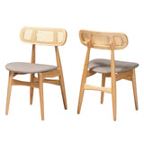 Baxton Studio Tarana Mid-Century Modern Finished Wood 2-Piece Dining Chair Set Grey/Natural Oak/Light Brown CS002C-Natural Oak/Light Grey-DC-2PK