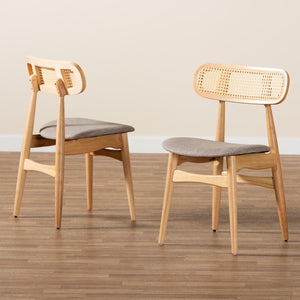 Baxton Studio Baxton Studio Tarana Mid-Century Modern Dining Chair Set in Grey Fabric & Natural Oak Finish CS002C-Natural Oak/Light Grey-DC-2PK