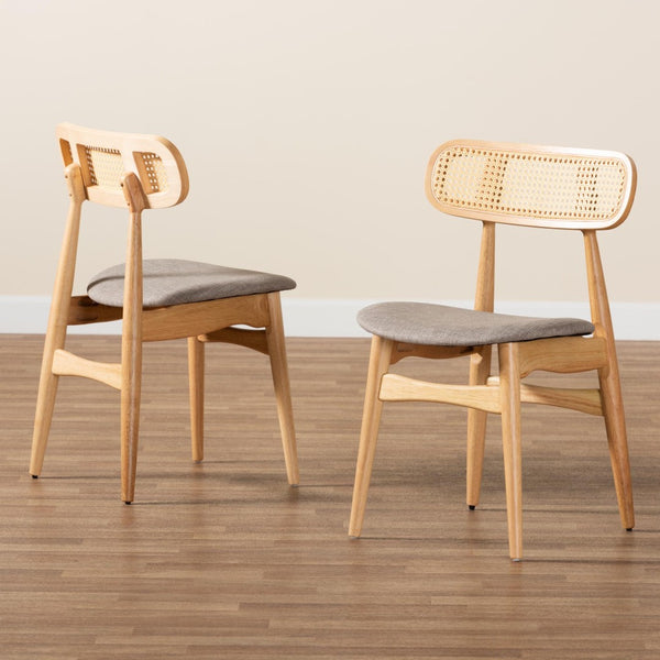 Baxton Studio Baxton Studio Tarana Mid-Century Modern Dining Chair Set in Grey Fabric & Natural Oak Finish CS002C-Natural Oak/Light Grey-DC-2PK