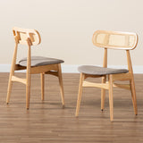Baxton Studio Tarana Mid-Century Modern Finished Wood 2-Piece Dining Chair Set Grey/Natural Oak/Light Brown CS002C-Natural Oak/Light Grey-DC-2PK
