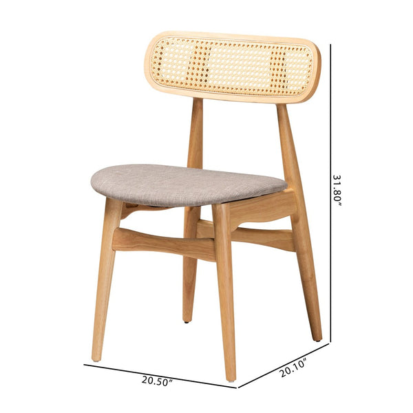 Baxton Studio Baxton Studio Tarana Mid-Century Modern Dining Chair Set in Grey Fabric & Natural Oak Finish CS002C-Natural Oak/Light Grey-DC-2PK