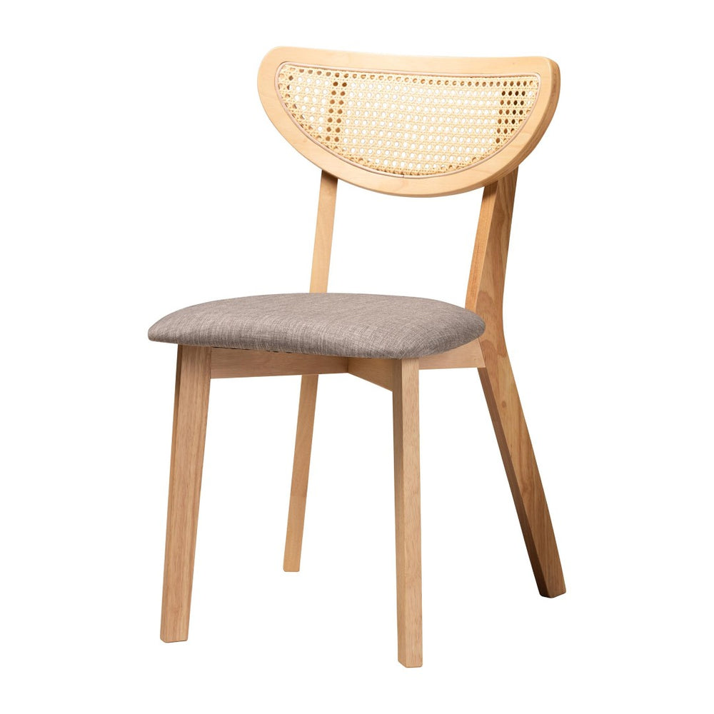 Baxton Studio Baxton Studio 5-Piece Mid-Century Dining Set with Grey Fabric Chairs & Natural Oak Table Finish CS003C-Natural Oak/Light Grey-5PC Dining Set