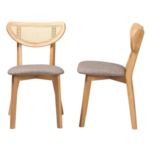 Baxton Studio Baxton Dannell Mid-Century Modern Grey Upholstered Dining Chair Set with Natural Oak Finish, 2-Piece CS003C-Natural Oak/Light Grey-DC-2PK
