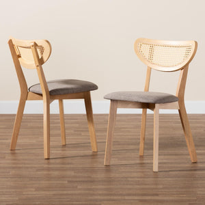 Baxton Studio Baxton Dannell Mid-Century Modern Grey Upholstered Dining Chair Set with Natural Oak Finish, 2-Piece CS003C-Natural Oak/Light Grey-DC-2PK