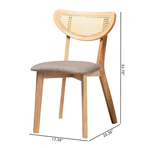 Baxton Studio Baxton Dannell Mid-Century Modern Grey Upholstered Dining Chair Set with Natural Oak Finish, 2-Piece CS003C-Natural Oak/Light Grey-DC-2PK