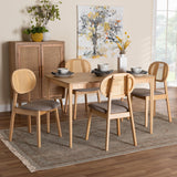 Baxton Studio Darrion Mid-Century Modern Finished Wood Dining Set Grey/Natural Oak/Light Brown CS004C-Natural Oak/Light Grey-5PC Dining Set