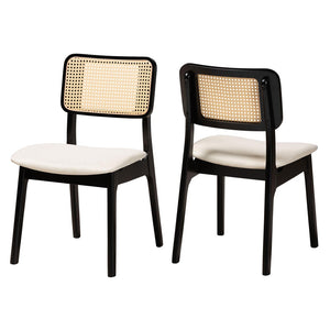 Baxton Studio Baxton Stylish Mid-Century Modern Dining Chair Set - Cream Fabric & Black Wood, 2-Piece Comfort CS001C-Black/Cream-DC-2PK