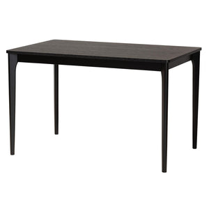 Baxton Studio Baxton Mid-Century Modern Cream Fabric Dining Set with Black Finished Wood and Rattan Accents Dannon CS001C-Black/Cream-5PC Dining Set