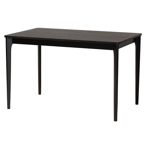 Baxton Studio Baxton Mid-Century Modern Cream Fabric Dining Set with Black Finished Wood and Rattan Accents Dannon CS001C-Black/Cream-5PC Dining Set