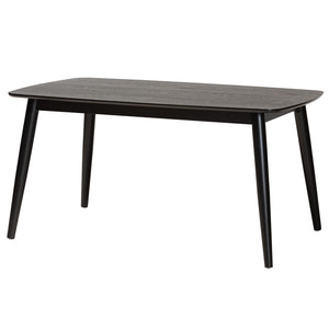 Baxton Studio Baxton Mid-Century Modern Cream Fabric Dining Set with Black Finished Wood and Rattan Accents Dannon 7-Piece CS001C-Black/Cream-7PC Dining Set