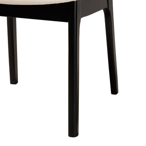 Baxton Studio Baxton Mid-Century Modern Cream Fabric Dining Set with Black Finished Wood and Rattan Accents Dannon 7-Piece CS001C-Black/Cream-7PC Dining Set