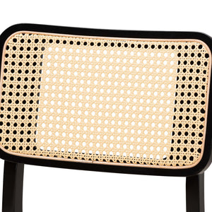 Baxton Studio Baxton Stylish Mid-Century Modern Dining Chair Set - Cream Fabric & Black Wood, 2-Piece Comfort CS001C-Black/Cream-DC-2PK