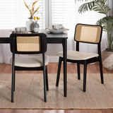Baxton Studio Dannon Mid-Century Modern Finished Wood 2-Piece Dining Chair Set Cream/Black/Light Brown CS001C-Black/Cream-DC-2PK