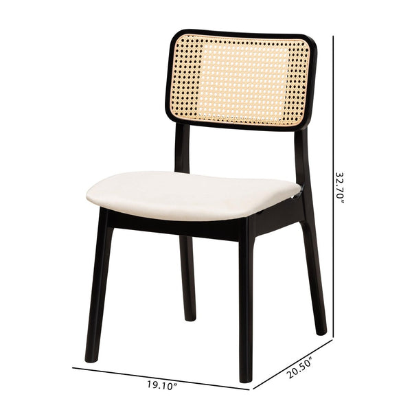 Baxton Studio Baxton Stylish Mid-Century Modern Dining Chair Set - Cream Fabric & Black Wood, 2-Piece Comfort CS001C-Black/Cream-DC-2PK