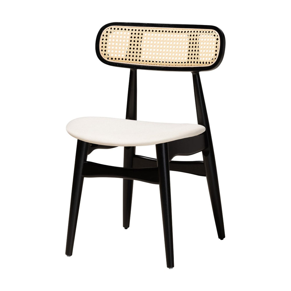 Baxton Studio Baxton Studio Tarana 5-Piece Mid-Century Modern Dining Set with Cream Fabric & Black Wood Finish CS002C-Black/Cream-5PC Dining Set