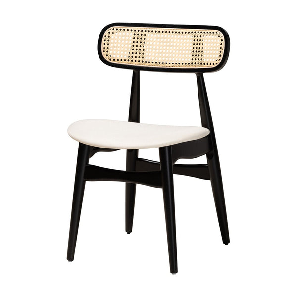Baxton Studio Baxton Studio Tarana 5-Piece Mid-Century Modern Dining Set with Cream Fabric & Black Wood Finish CS002C-Black/Cream-5PC Dining Set