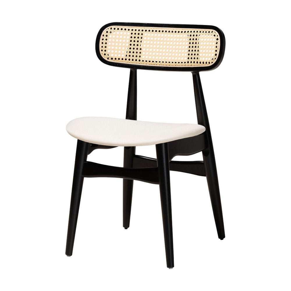 Baxton Studio Baxton Studio Tarana 7-Piece Mid-Century Dining Set with Cream Upholstery & Black Wood Accents CS002C-Black/Cream-7PC Dining Set