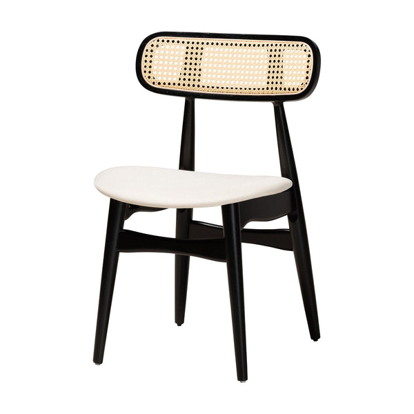 Baxton Studio Baxton Studio Tarana 7-Piece Mid-Century Dining Set with Cream Upholstery & Black Wood Accents CS002C-Black/Cream-7PC Dining Set