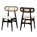 Baxton Studio Tarana Mid-Century Modern Finished Wood 2-Piece Dining Chair Set Cream/Black/Light Brown CS002C-Black/Cream-DC-2PK