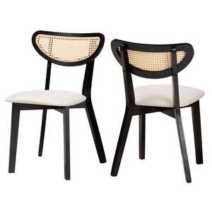 Baxton Studio Baxton Studio Mid-Century Modern Cream Upholstered Dining Chair Set with Black Wood Frame - 2 Pieces CS003C-Black/Cream-DC-2PK