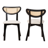 Baxton Studio Dannell Mid-Century Modern Cream Fabric and Black Finished Wood Dining Chair