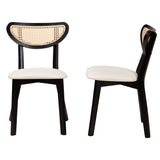 Baxton Studio Dannell Mid-Century Modern Cream Fabric and Black Finished Wood Dining Chair