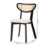 Baxton Studio Dannell Mid-Century Modern Cream Fabric and Black Finished Wood Dining Chair