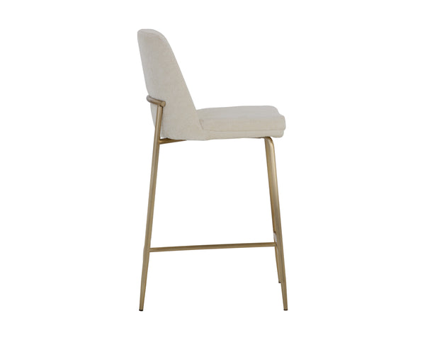 Sunpan Zeke Counter Stool - Stylish Modern Design with Comfortable Curved Backrest for Contemporary Spaces Antique Brass / Bergen Ivory