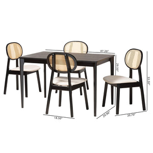 Baxton Studio Baxton Darrion 5-Piece Mid-Century Dining Set with Cream Upholstery & Black Wood for Stylish Comfort CS004C-Black/Cream-5PC Dining Set