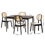 Baxton Studio Darrion Mid-Century Modern Finished Wood Dining Set Cream/Black/Light Brown CS004C-Black/Cream-5PC Dining Set