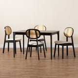 Baxton Studio Darrion Mid-Century Modern Finished Wood Dining Set Cream/Black/Light Brown CS004C-Black/Cream-5PC Dining Set