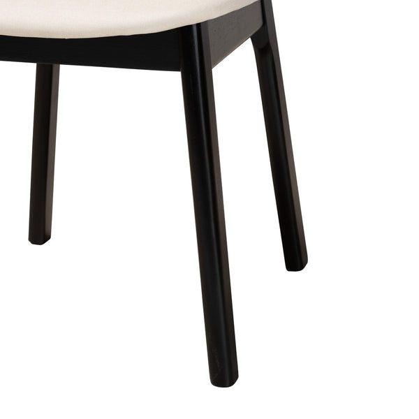 Baxton Studio Baxton Studio 7-Piece Mid-Century Modern Dining Set with Cream Fabric & Black Wood - Elegant Charm CS004C-Black/Cream-7PC Dining Set