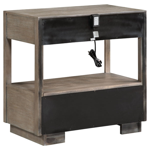 English Elm Prescott Modern Taupe Oak Nightstand with Mitered Trim, 2 Drawers + Open Shelf for Stylish Storage B062P375999