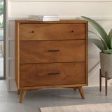 IDEAZ 1329APB Brown Contemporary Mid Century 3-Drawer Compact Chest Brown 1329APB
