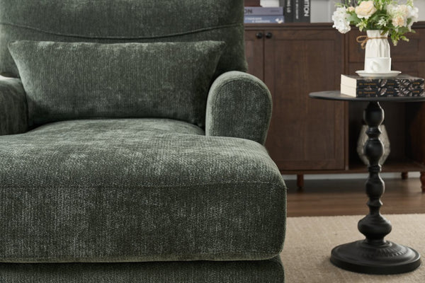 English Elm Modern Chaise Lounge with Plush High-Resilience Cushion and Solid Wood Frame for Durable Comfort Green W2120P296388