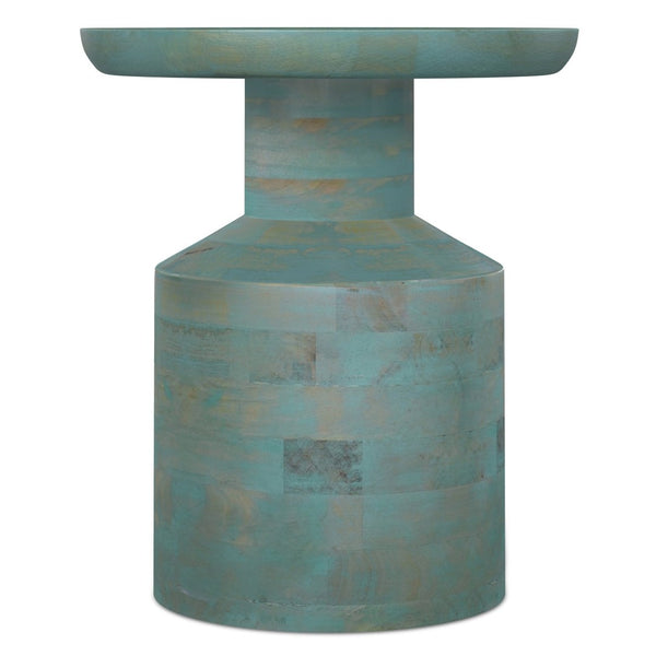 English Elm Haynes Solid Mango Wood Accent Table Teal Wash Finish Bohemian Plant Stand B136P419864