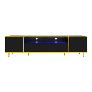 English Elm Vibe 70.9'' Modern Tv Stand For 80-Inch Tvs, Stylish Entertainment Center With Led Lights & Storage N724P284377B-GIGA