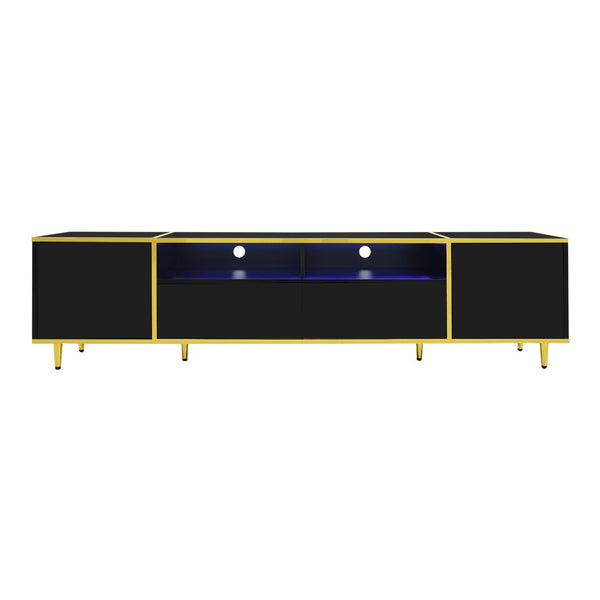 English Elm Vibe 70.9'' Modern Tv Stand For 80-Inch Tvs, Stylish Entertainment Center With Led Lights & Storage N724P284377B-GIGA