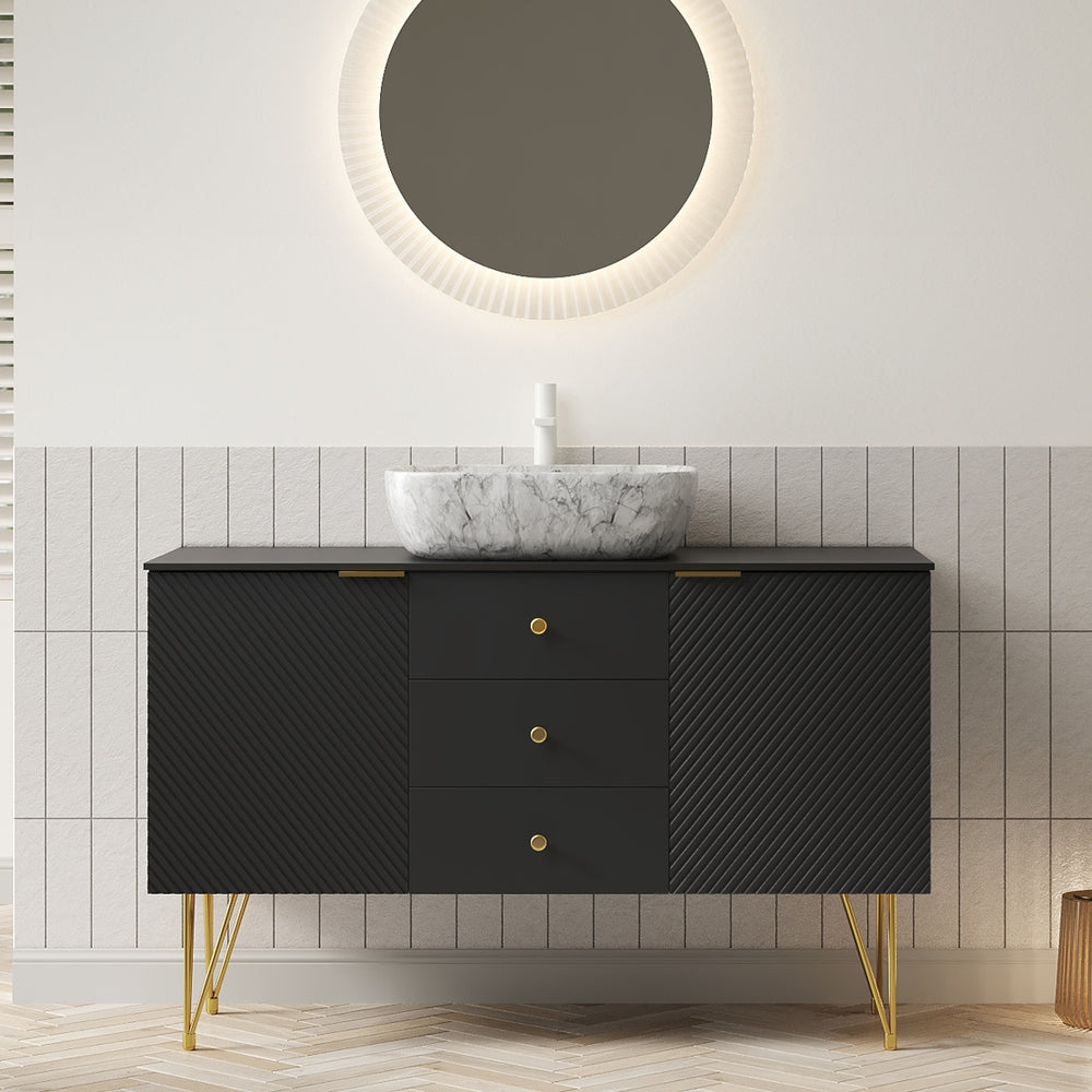 English Elm Gema 48” Stylish Bathroom Vanity With Ceramic Vessel Sink, Gold Legs, Pre-Assembled Storage Cabinet W2615S00285