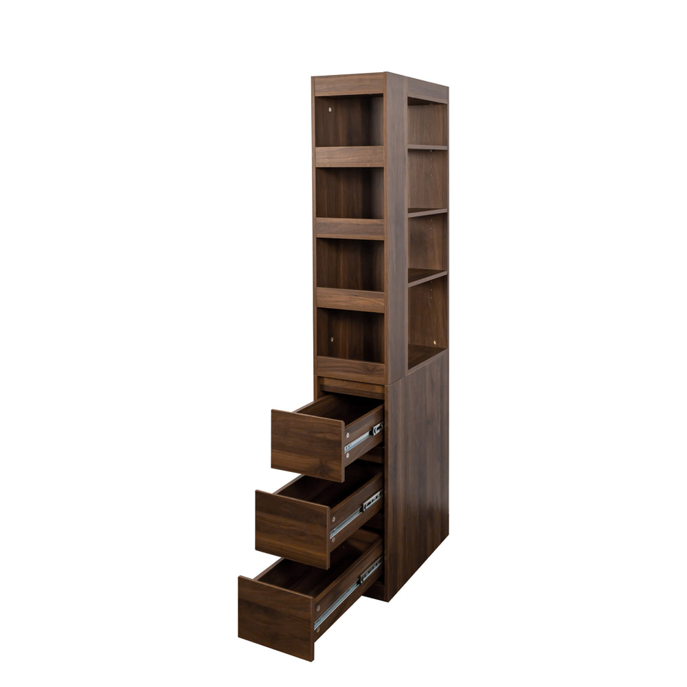 English Elm 70.87" H Modern Wooden Tall Storage Cabinet With 4 Display Shelves, 3 Drawers For Home & Office W331P281203