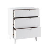 3-Drawer Groove Handle Solid Wood Dresser White BR3DSLDRWH-T Walker Edison