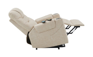 English Elm Light Power Lift Recliner with Heating & Massage in Light Grey — Leather Aire, Power Recline, Lift Assist Comfort B062P215446