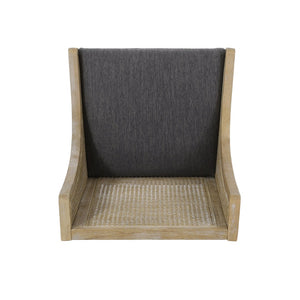 English Elm Dining Chair Set of 2 Rubberwood Cane Webbing Back Upholstered Farmhouse Style Charcoal N771P388970C
