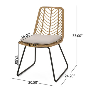 English Elm Christopher Knight Home® - DEJA Outdoor Wicker Dining Chairs 2PCS with Water-Resistant Cushions, Sturdy Frame, Stylish Comfort 71125.00LBRN