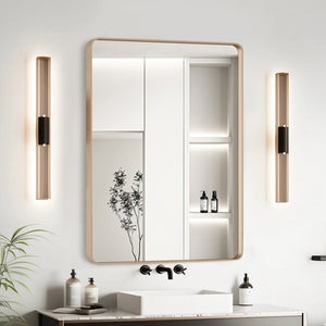 English Elm 22x30 HD Tempered Glass Mirror with Anti-Rust Aluminum Frame, Explosion-Proof Membrane & Easy Z-Bar Mounting Gold T3757P347052