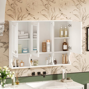 English Elm 3-in-1 Wall Mounted Bathroom Medicine Cabinet with Soft Close Mirror and Towel Bar White N710P358620K