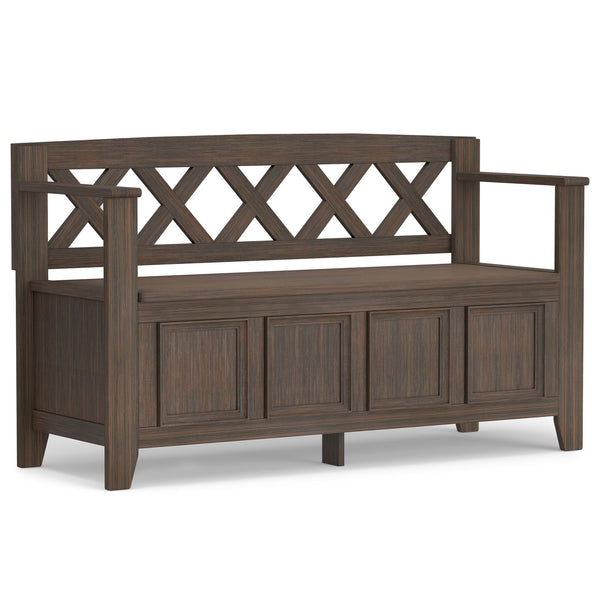 English Elm Amherst Solid Wood Entryway Storage Bench – Farmhouse Brown, Stylish Seating & Practical Storage Solution B136P158336